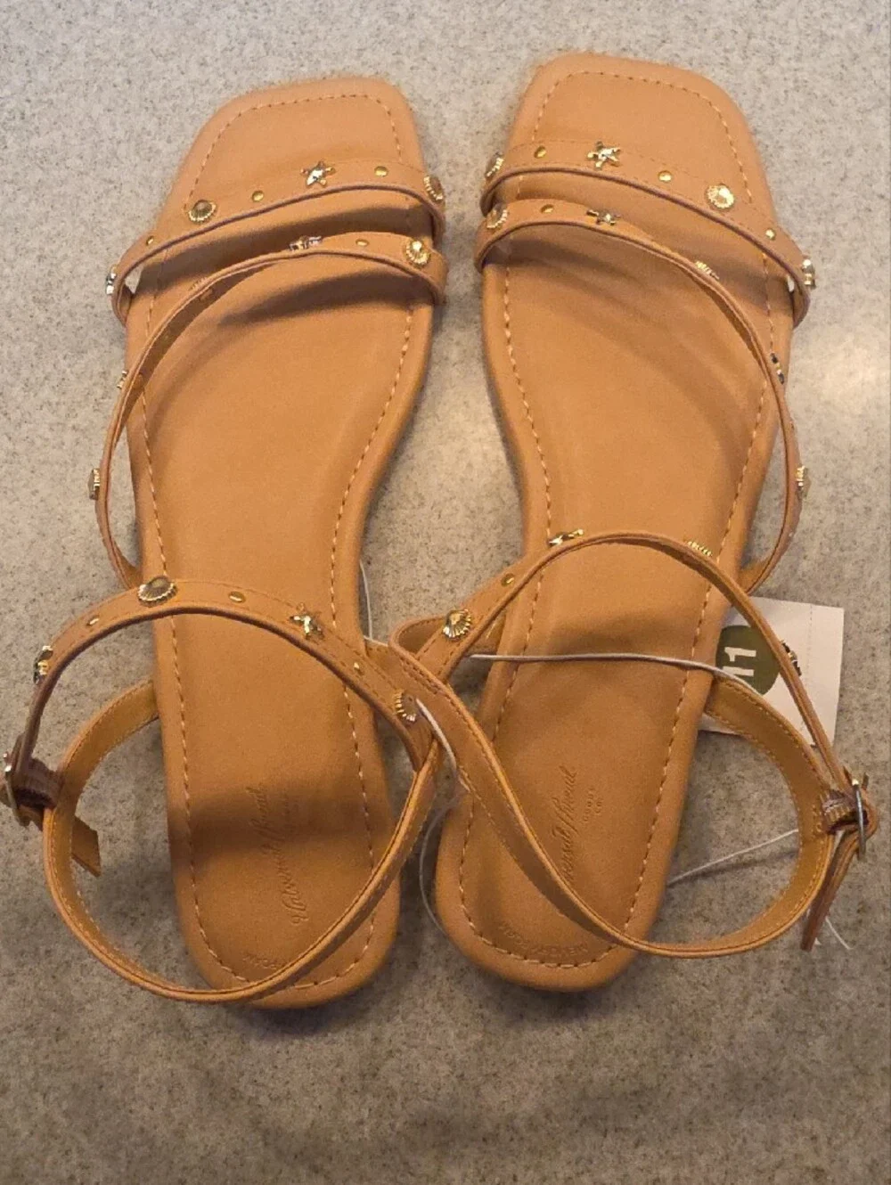 Universal Thread Tan Studded Strappy Flat Sandals